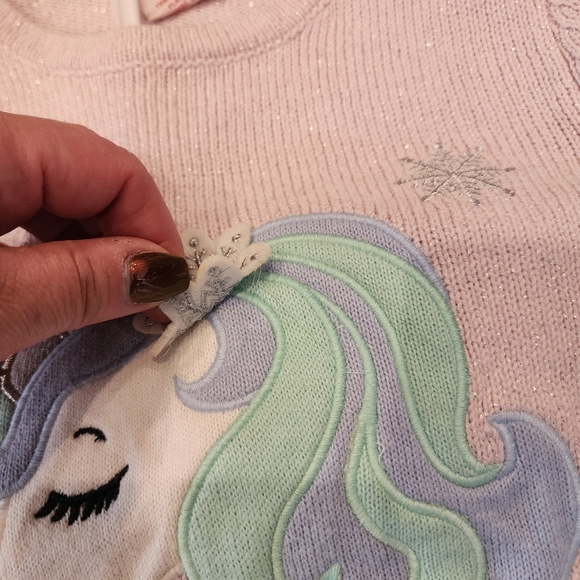 NWT Cynthia Rowley Unicorn 2-Piece Pink Metallic Sweater Snowflake Pants  Small - Picture 13 of 15